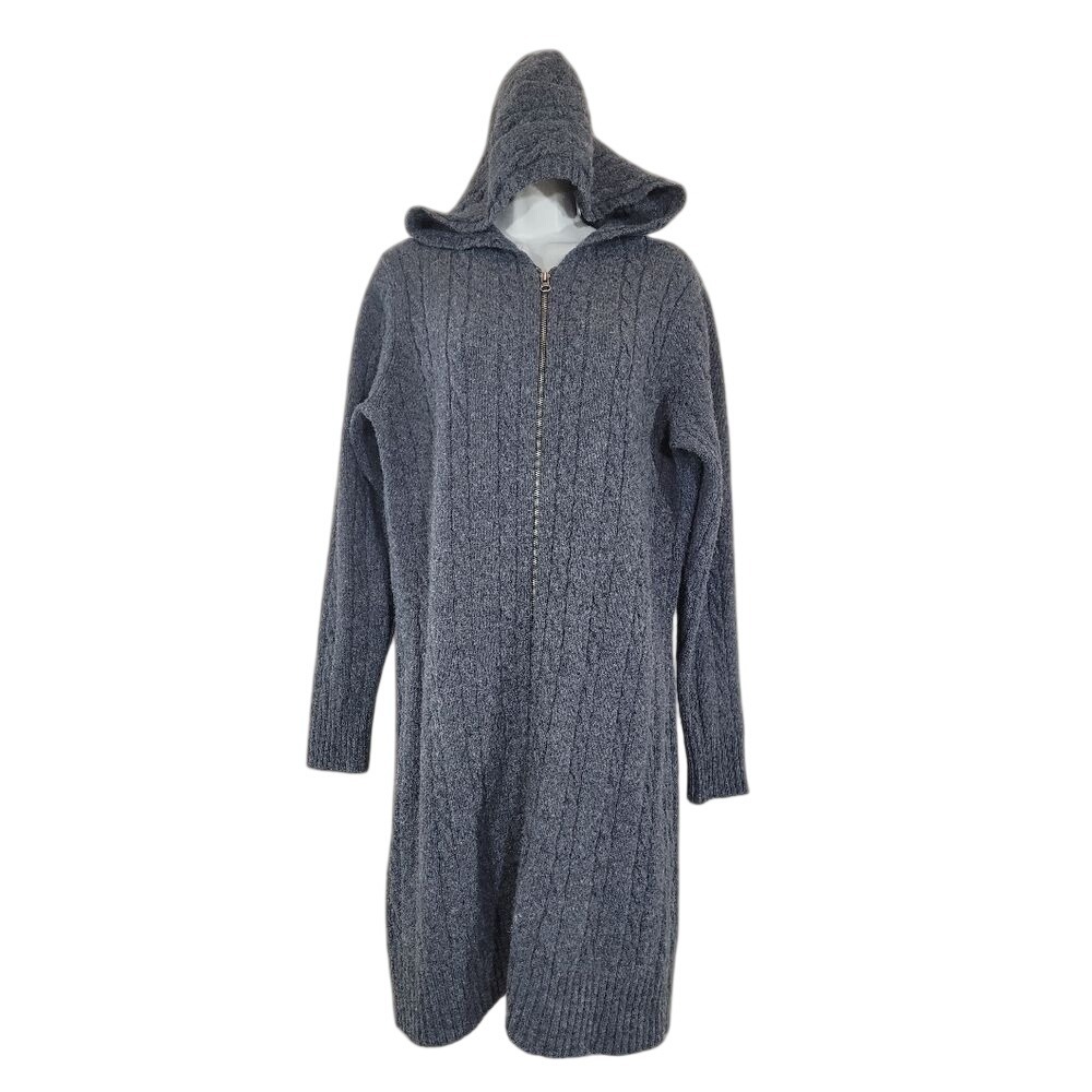 Lambs wool Blend Old Navy Cable Knit Hooded Duster Cardigan W/ XL Gray